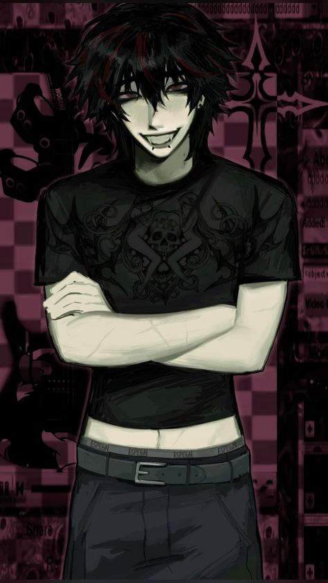 Emo Wallpaper Aesthetic Laptop, Emo Boy Pfp Drawing, Emo Boy Art Drawing, Feminine Boy Drawing, Male Oc Drawings Character Design, Emo Oc Drawing, Emo Guy Drawing, Boy Drawing Pfp, Vampire Pose Reference Drawing