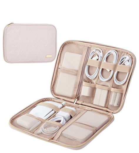 Electronic Organizer, Travel Cord Tech Organizer Case, Packing Essentials for Cable, Charger, Phone, Hard Drive, USB, SD Card, Pink Packing Necessities, Digital Organizer, Electronic Organizer, Tech Organizer, Charger Organizer, Tech Organization, Packing Essentials, Cord Organizer, Digital Organization