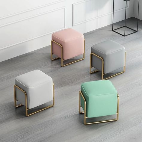 Pouf Seating, Platform Bed Designs, Retail Store Interior Design, Welded Furniture, Makeup Stool, Living Room Light, Ottoman Decor, Luxury Furniture Living Room, Furniture Design Chair