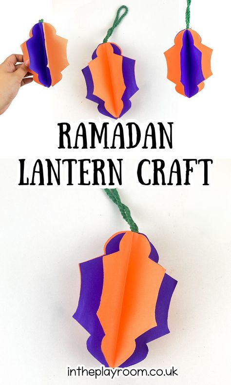 Easy Ramadan Lantern Craft with Printable Template - In The Playroom Ramadan Decorations Lantern, Easy Ramadan Crafts For Kids, Ramadan Kareem Decoration Craft Ideas, Ramadan Activity For Kids, Ramadan Crafts For Preschoolers, Ramadan Decorations For Kids, Ramadan Decorations Ideas Diy, Diy Lanterns Paper, Ramadan Lantern Craft