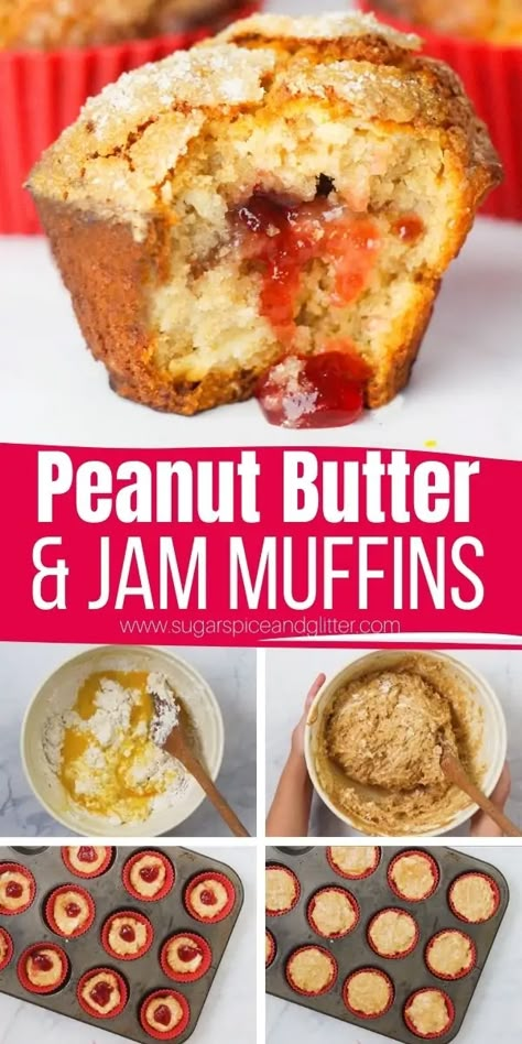 Peanut Butter Jelly Muffins, Pb And J Muffins, Pb&j Muffins, Jam Muffins Recipe, Lactation Treats, Peanut Butter And Jelly Muffins, Peanut Butter Muffins Recipes, Flavored Breads, Peanut Butter Jelly Recipes