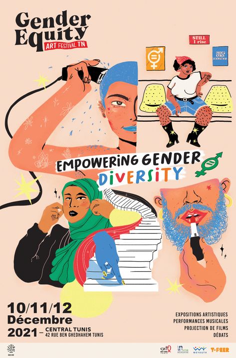 Gender Justice Posters, Gender Spectrum Illustration, Gender Equity Art, Gender Norms Illustration, Gender Equality Graphic Design, Gender Equity Illustration, Politic Campaign Posters, Gender Graphic Design, Gender Diversity Art