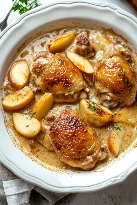 Chicken Normandy Braised Whole Chicken, Chicken Normandy, Dijon Mustard Sauce, Creamy Dijon, Caramel Cake Recipe, Easy Main Dishes, Fast Dinner, Baked Dinner, Poultry Dishes