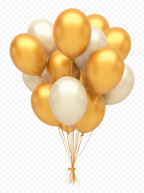 Ballon Images, Gold And Silver Balloons, White And Gold Background, Gold Balloons Decorations, Balloon Images, Birthday Elements, Happy Birthday Typography, Silver Balloons, Birthday Background Design