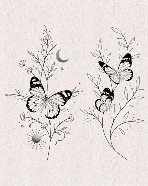 Butterfly And Floral Tattoo, Flower Linework, Plan My Day, Darkside Tattoo, Meaningful Symbol Tattoos, Hibiscus Tattoo, Butterfly And Flowers, Writing Tattoos, Butterfly Tattoos