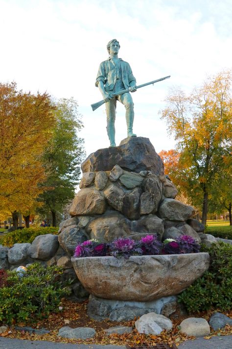 Minuteman Statue on the Lexington Common. Massachusetts In The Fall, Winthrop Massachusetts, Acton Massachusetts, The Berkshires Massachusetts Fall, Lexington Massachusetts, Concord Massachusetts, Natick Massachusetts, New England Travel, Round The World