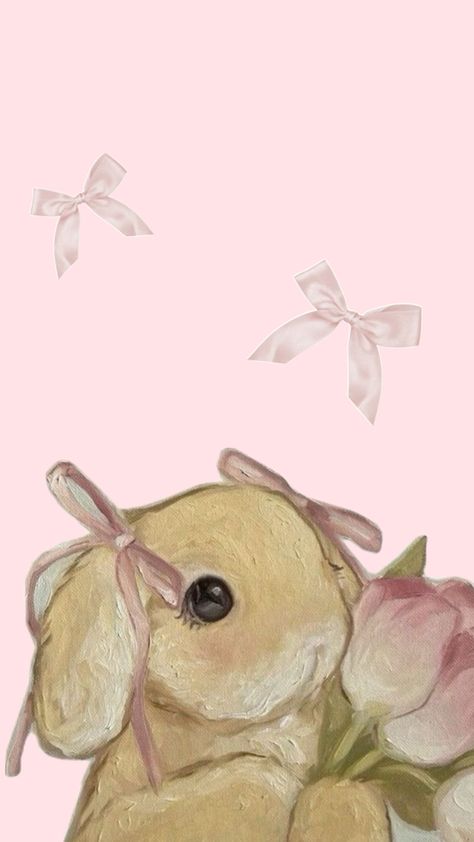 Baby Pink Wallpaper Iphone, Pink Wallpaper Ipad, Image Positive, Amoled Wallpapers, Bunny Painting, Bow Wallpaper, Bunny Wallpaper, Cute Paintings, Iphone Wallpaper Photos