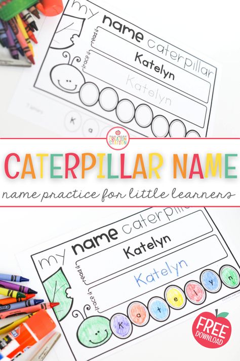 Caterpillar Name Activity - Mrs. Jones Creation Station Caterpillar Template, Preschool Portfolio, Name Activities Preschool, Name Activity, Cute Caterpillar, Kindergarten Names, Literacy Activities Preschool, Insects Preschool, Butterflies Activities