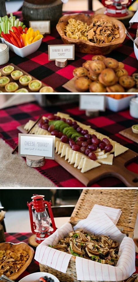 Birthday Party Food Snacks, Party Food Snacks Ideas, Lumberjack Party Food, Lumberjack Birthday Party Food, Food Snacks Ideas, Lumberjack 1st Birthday, Lumberjack Theme, Lila Party, Party Food Snacks