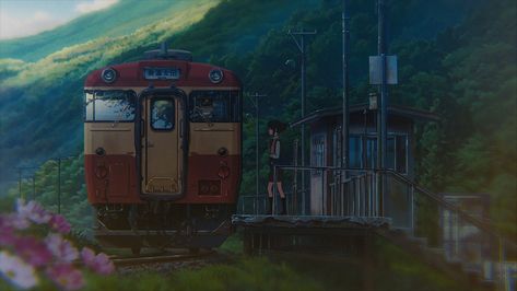 #anime #landscape Kimi no Na Wa train station #train Your Name Miyamizu Mitsuha Mitsuha Miyamizu #1080P #wallpaper #hdwallpaper #desktop Your Name Wallpaper, The Garden Of Words, Your Name Anime, Name Wallpaper, Scenery Wallpaper, Anime Background, Digital Wallpaper, Anime Scenery, Anime Movies