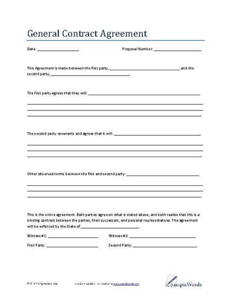 This General Contract Agreement template is a binding contract between two parties. The two parties can both write what they plan to bring to the agreement. Blank Contract Template, Relationship Agreement, General Contractor Business, Relationship Contract, Work Agreement, Contractor Contract, Cleaning Contracts, Business Contract, Freelance Contract