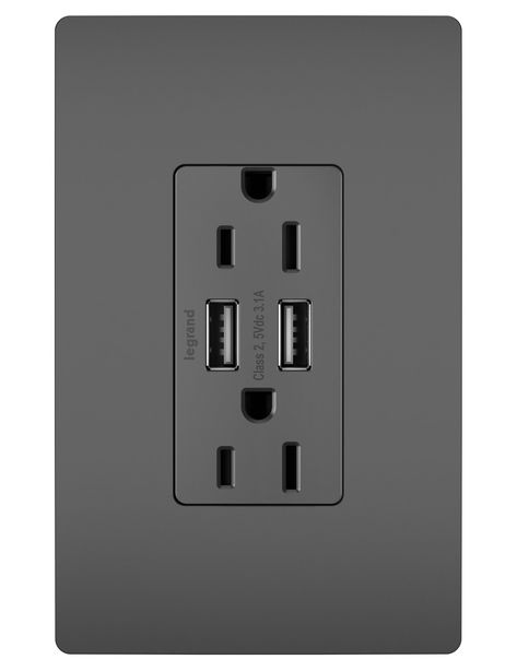 radiant 15A Tamper Resistant USB Outlet Legrand Switches, Outlet Wiring, Light Switches And Sockets, Switches And Sockets, Bronze Wall, Usb Outlet, Light Switches, Casa Exterior, Lighting Trends