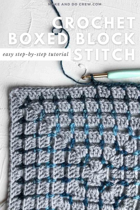 Crochet Block Stitch, Crochet Box Stitch, Block Stitch, Make And Do Crew, Granny Square Crochet Patterns Free, Crochet Box, Crochet Blocks, Crochet Circles, Crochet Granny Squares