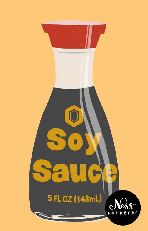 Soy Sauce Illustration, Soy Sauce Drawing, Braised Chicken Wings, Sauce Illustration, Chicken Wing Recipe, Wing Recipe, Ideas Sketch, Illustrated Recipes, Bottle Drawing