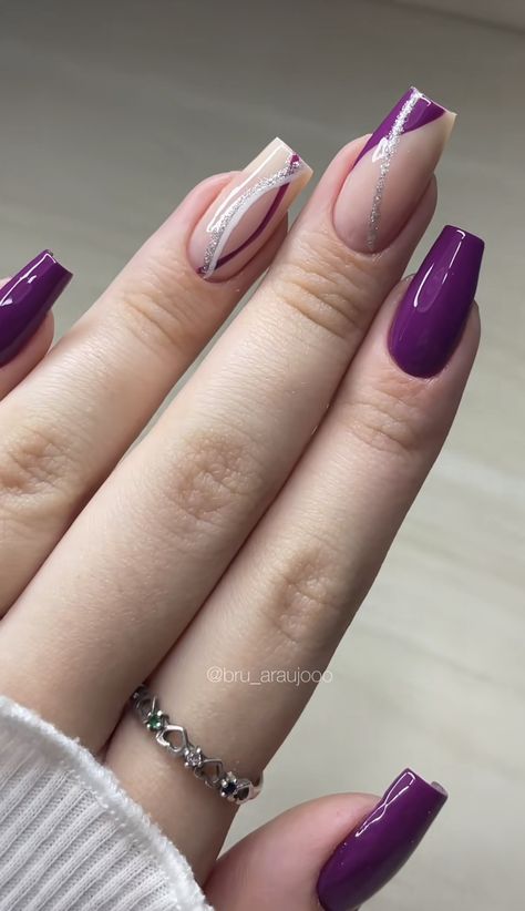 Nail Ideas With Purple, Purple Nails Classy, Dark Purple Ombre Nails, Dark Purple Nails Ideas, Ongles Gel Violet, Dark Purple Nails, Purple Ombre Nails, Gel Nail Art Designs, Purple Nail Designs