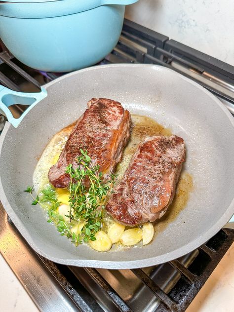 <br/>Pan Seared Steak: How to Cook the Perfect Stove-Top Steak<br/> — Jazz Leaf Steak In Butter On Stove, Steaks On Stove Top, Best Steak Recipe Stove Top, Steak On Stovetop Without Cast Iron, How To Cook A Steak On The Stove Top, How Long To Cook Steak On Stove, Steak Cooked On Stove Top, How To Cook Steak In A Pan, How To Cook Steak On Stove No Cast Iron