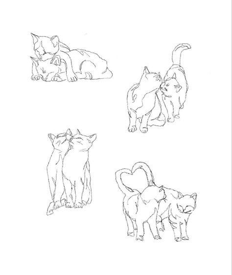 Pair Of Cats Tattoo, Two Cats Tattoo Designs, Cats In Love Tattoo, Cat Tattoo Coquette, Tattoo Of Two Cats, Two People Hugging Tattoo, Cats Cuddling Tattoo, Double Cat Tattoo, Two Cats Tattoo Simple