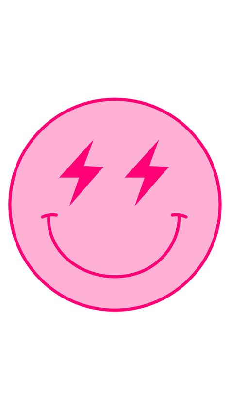 The emoticon in our fanart VSCO Girl Pink Smiley Face With Lightning Bolt Eyes Sticker represents a feeling of energy, excitement, or intensity. But instead of yellow, the smiley face is a pink... Face Lightening, Pink Smiley Face, Eyes Sticker, Pink Smiley, Smiley Face Shirt, Happy Smiley Face, Cute Smiley Face, Yellow Smiley Face, Eye Stickers