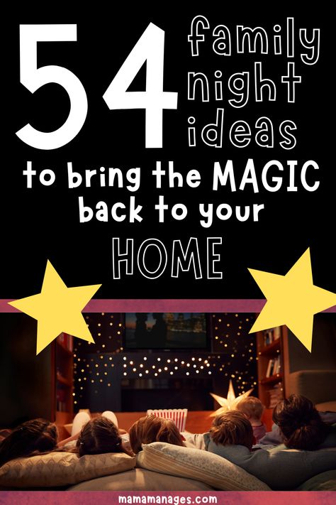 These family night ideas will bring the magic back to your home! If you've started feeling like no one is loving each other well, it's time to spice up your family nights and start putting them on the calendar. This list makes family bonding easy! Family Themed Nights, Family Fun Nights At Home, Fun Ideas For Family Night, Cheap Family Night Ideas, Fun Family Time Ideas, Friday Family Night Ideas, Family Theme Nights At Home, Family Fun Friday Ideas, Weekly Family Night Ideas