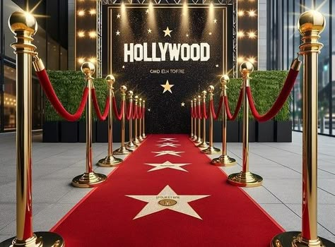 Hollywood Theme Corporate Event, Hollywood Theme Gala, Oscar Awards Party Ideas, Prom Themes Hollywood, Hollywood Premiere Theme Party, Old Hollywood Prom Theme Decoration, Celebrity Themed Party Ideas, Hollywood Gala Theme Party, Red Carpet Entrance Ideas Entryway