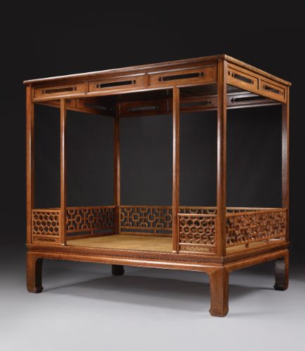 A FINE AND RARE HUANGHUALI SIX-POST CANOPY BED (JIAZICHUANG)<br>MING DYNASTY, 16TH / 17TH CENTURY | lot | Sotheby's Chinese Bed, Wooden Canopy Bed, Antique Chinese Furniture, Wooden Canopy, Asian Furniture, China Furniture, Chinese Furniture, Chinese Architecture, Canopy Bed