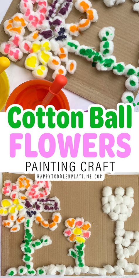 Flower Art Toddlers, Garden Crafts For Infants, In The Garden Theme Preschool, Planting Activities For Toddlers, Spring Day Activities, Flowers Activities For Kids, Flower Activities For Toddlers, Garden Activities For Preschool, Cotton Ball Activities