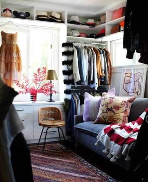 13 Bedrooms Turned Into the Dreamiest of Dream Closets Turn Room Into Walk In Closet, Room Into Walk In Closet, Bedroom Turned Closet, Diy Walk In Closet, Lots Of Clothes, Dressing Design, Dressing Room Closet, Tiny Closet, Dream Closet Design