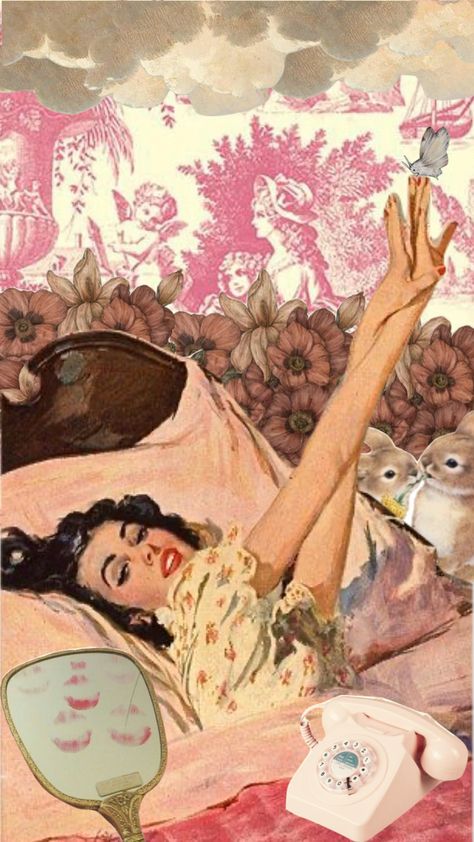 #aesthetic #coquette #pink #vintage #retro #girly #flowers #soft #lovely # Vintage Girly Aesthetic Wallpaper, Girly Cartoons Aesthetic, Girly Retro Aesthetic, Vintage Illustration Wallpaper, Vintage Aesthetic Prints, Pastel Vintage Aesthetic, Sabrina Bedroom, Retro Pink Wallpaper, Vintage Girly Aesthetic