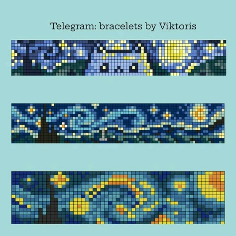 Starry Night Pattern, Loom Beading Patterns, Night Pattern, Modele Pixel Art, Bead Looming, Grid Patterns, Bead Loom Designs, Pixel Art Grid, Pixel Crochet