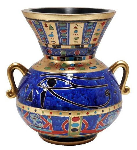 Egyptian Vase, Egyptian Aesthetic, Egyptian Home Decor, Egyptian Inspired, Pagan Altar, Garden Urns, Eye Of Horus, Egyptian Art, Light Project