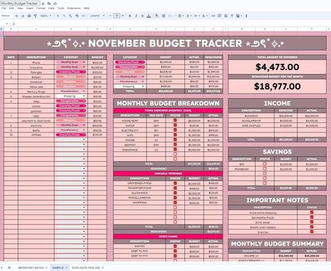 Track your monthly expenses with our simple budgeting tool! Easily categorize income and expenditures for a clear picture of where you're spending your money each month. Start saving today! #MonthlySpendingTracker Cute Excel Spreadsheet, Financial Budget Spreadsheet, Budget Examples, Monthly Spending Tracker, Budget Excel Spreadsheet, Finance Spreadsheet, Monthly Budget Tracker, Financial Tracker, Monthly Budget Planning