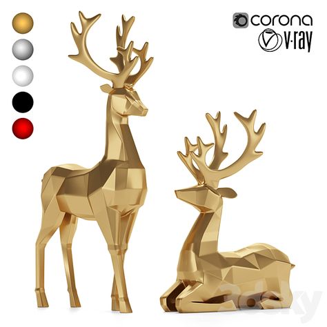 modern christmas reindeer figurines - Sculpture - 3D model 3d Tiskárna, Reindeer Figurine, Polygon Art, 3d Printing Diy, Low Poly 3d, 3d Christmas, Model Furniture, Best Model, Modern Christmas