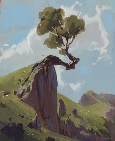 ArtStation - Sketches and studies, Pablo Dominguez Environment Painting, Landscape Concept, Nature Drawing, Fantasy Art Landscapes, Landscape Illustration, Environment Design, Environment Concept Art, Environmental Art, Fantasy Landscape