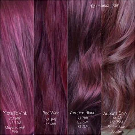 Red Violet Hair Color, Red Purple Hair, Red Violet Hair, Violet Hair Colors, Wine Hair Color, Hair Formulas, Brunette Ombre, Shades Of Red Hair, Plum Hair