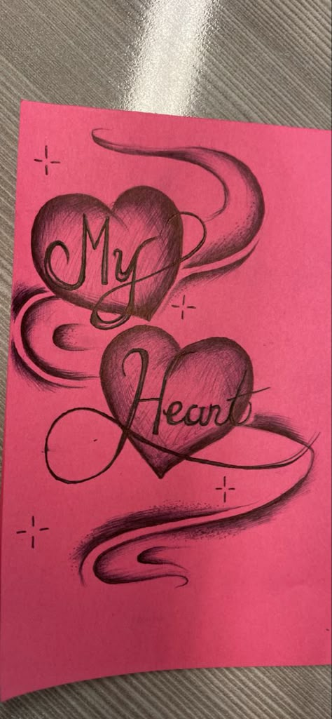 Different Heart Designs, Drawings For Bf Ideas, Chicana Love Drawings, Chicana Easy Drawings, Love Letter Old School, Love Letters With Drawings, Missing You Drawings, Drawings To Make For Your Boyfriend, Happy Birthday Chicano Lettering