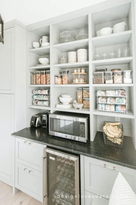 Kitchen + Pantry Design Ideas Pantry Design Ideas, Pantry Layout, Kitchen Butlers Pantry, House Pantry, Home Pantry, Perfect Pantry, Pantry Laundry Room, Pantry Room, Butler’s Pantry