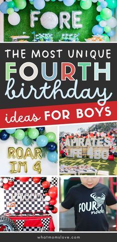 Unique 4th Birthday Party Ideas for Boys | Creative themes to celebrate turning four + inspiration for decorations, food, favors and more. Fourth Birthday Ideas, Four Birthday Party Ideas Boy, 4th Birthday Party Ideas, 4th Birthday Party For Boys, 4th Birthday Boys, Toddler Boy Birthday, Outfits For Boys, 4th Birthday Party, Boy Birthday Party Themes