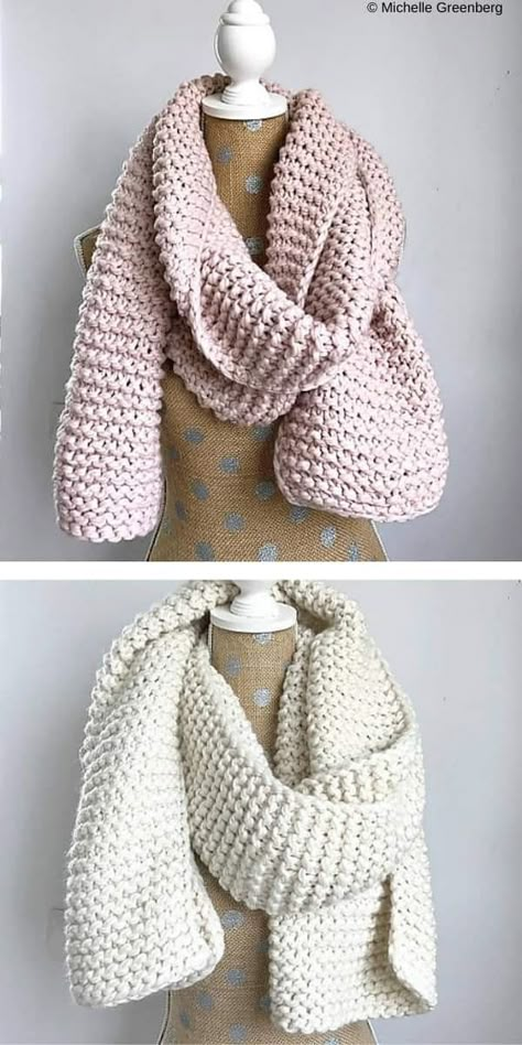 Knitted Muffler Patterns, Muffler Knit Patterns For Women, Chunky Yarn Scarf Knit Pattern Free, Knitting A Shawl For Beginners, Knot Scarf Pattern, Chunky Scarf Knitting Patterns Free, Knitting Scarves Patterns Free, Diy Knitted Scarf, Knitting For Beginners Scarf