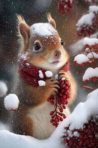 Christmas Wallpaper Animals, Bedroom Wallpaper Aesthetic, Good Tuesday Morning, Bedroom Wallpapers, December Aesthetic, Squirrel Christmas, Bathroom Wallpaper Ideas, Wallpapers For Living Room, Christmas Squirrel