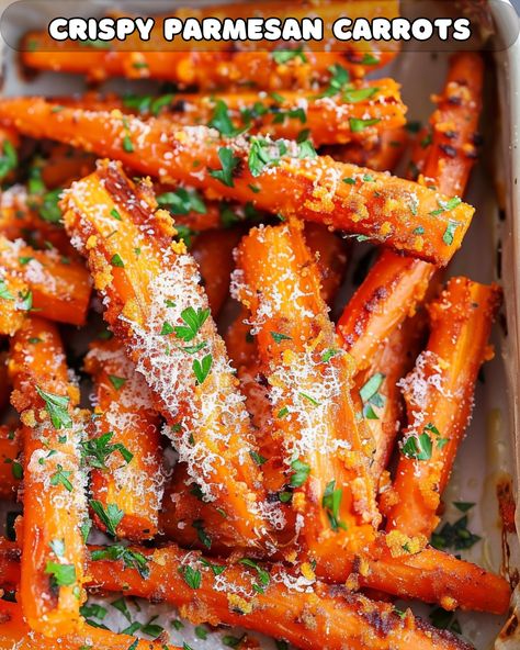 Crispy Garlic Parmesan Carrots Parmesan Baked Carrots, Parmesan Roasted Carrots Recipe, Parmesan Garlic Roasted Carrots, Carrots And Parmesan, Parmesan Garlic Carrots, Parmesan Crusted Carrots Roasted, Roasted Carrots Parmesan, Roasted Carrots With Parmesan Cheese, Garlic Parm Carrots