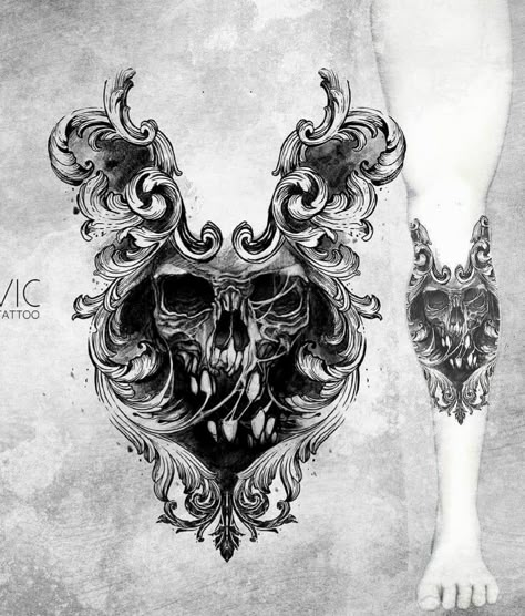 Baroque Tattoo, Slavic Tattoo, Backpiece Tattoo, Filigree Tattoo, Muster Tattoos, Gothic Tattoo, Dark Art Tattoo, Knee Tattoo, Skull Tattoo Design