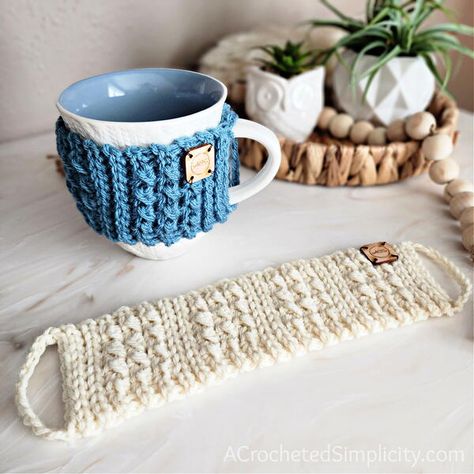 Abrielle Crochet Mug Cozy Mug Cozy Pattern, Coffee Mug Cozy, Mug Cozies, Crochet Mug Cozy, Crochet Mug, Crochet Stocking, Quick Crochet Projects, New Craft Ideas, Coffee Cozies