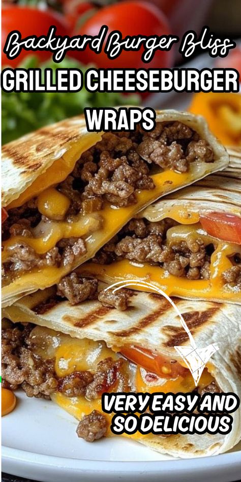 Backyard Burger Bliss: Grilled Cheeseburger Wraps Cheeseburger Wraps Ground Beef, Cheese Burger Wraps, Grilled Cheeseburger Wraps, Bacon Cheeseburger Wraps, Burger Wraps, Hamburger Wraps, Burger Wrap, Grilled Cheese Burger, Cheeseburger Wraps