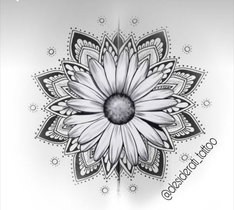 Mandala Tattoo Sunflower, Mandela Tattoo With Flowers, Daisy Mandala Tattoo Design, Mens Sleeve Tattoo Ideas Top 10, Mandela Tattoo Sleeve, Daisy Mandala Tattoo, Sunflower Elbow Tattoo, Mandala Elbow Tattoo Women, Flowers And Mandala Tattoo