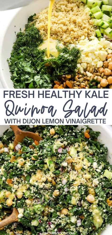 Delicious Salads Healthy, Healthy Kale Salad, Healthy Summer Salad Recipes, Senior Meals, Kale Quinoa Salad, Kale Quinoa, Gluten Recipes, Salads Healthy, Usa Food