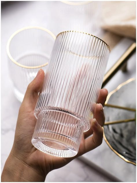 Cups Ribbed Glassware, Glass Range, Aesthetic Glasses, Coffee With Alcohol, Glass Cup Set, Short Glass, Drinks Cabinet, Glasses Drinking, Highball Glass