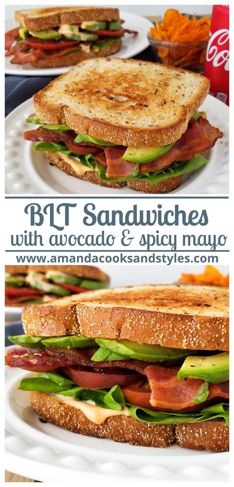 Blt Ideas Sandwiches, Grilled Blt Sandwich, Blt Sandwich Sides Ideas, Healthy Sides For Sandwiches, Healthy Sandwich Sides, Bacon And Avocado Recipes, Blt Sandwich Sides, Sides For Blt Sandwiches, Blta Sandwiches