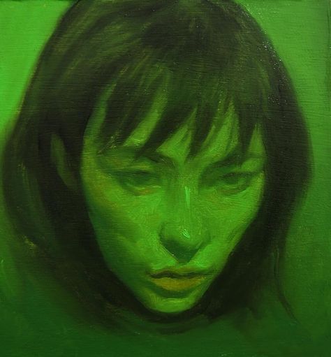 Monochromatic Portrait, Monochromatic Painting, Green Monochrome, Self Portrait Art, Monochrome Painting, Monochromatic Art, Green Paintings, Monochrome Art, Instagram Image