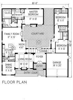 Spanish Courtyard House, Hacienda House Plans, Spanish Courtyard, Hacienda Style Homes, Plans Architecture, Courtyard House Plans, A Small House, Mediterranean Home Decor, Spanish Style Home