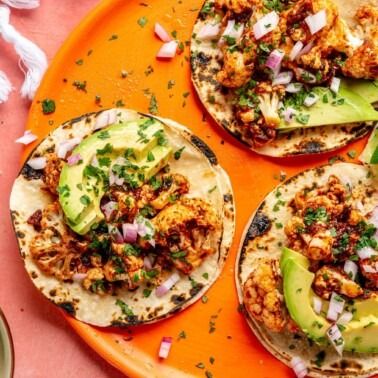 Crispy Cauliflower Tinga Tacos - Fed & Fit Cauliflower Tinga, Carrot Ginger Soup Recipe, Tinga Tacos, Vegetarian Taco, Pork Casserole, Red Curry Sauce, Crispy Cauliflower, Fed And Fit, How To Make Cauliflower